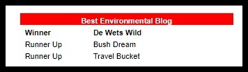 de Wets Wild was voted Best Environmental Blog in the 2017 South African Blog Awards